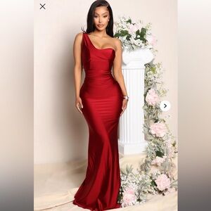 Fashion Nova Calling You Over Gown in Wine